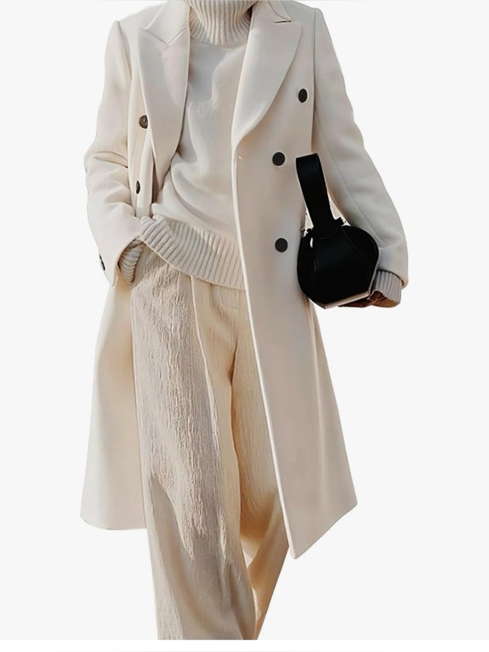 IDEALSANXUN| Womens Fall Winter Double Breasted Trench Coat Peacoat